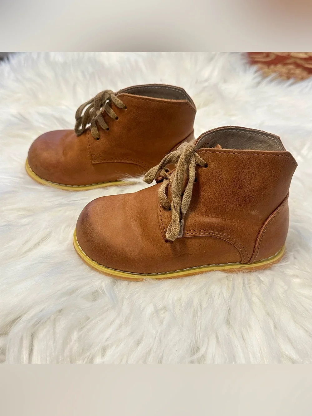 Shrimp & Grits Kids Vintage Look Leather Brown Boots | Size 8 but Fits Like 7